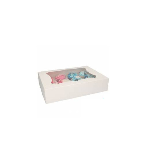 Caja 12 cupcakes blanca con ventana - FUNCAKES