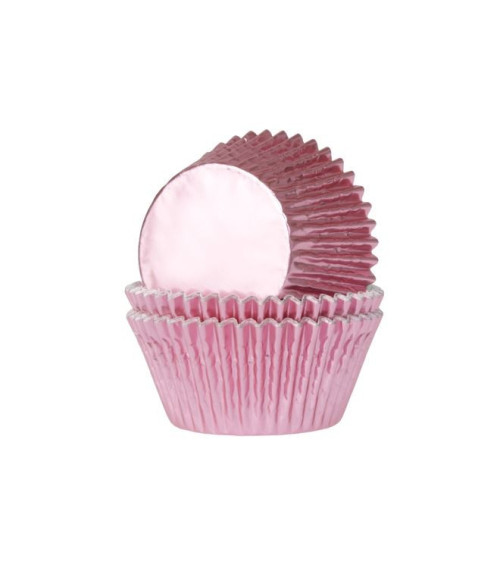 Cápsulas cupcakes rosa bebé metalizado 24u - HOUSE OF MARIE