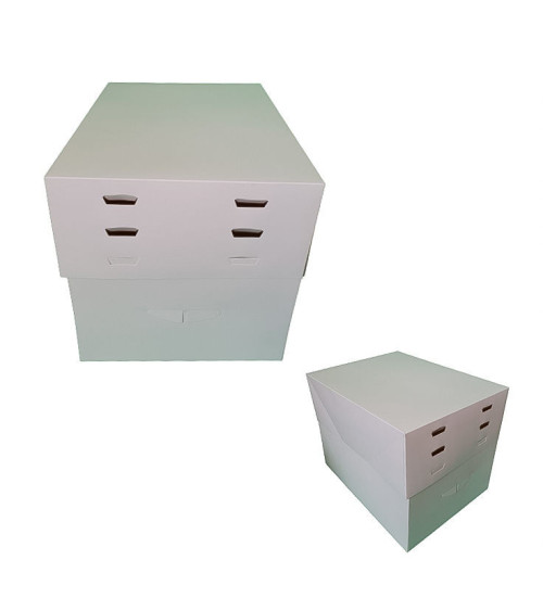Caja para tarta rectangular blanca 35x25cm con altura regulable