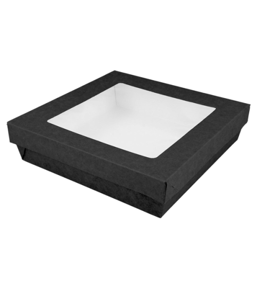 Caja para dulces negra con ventana 14x14x5cm