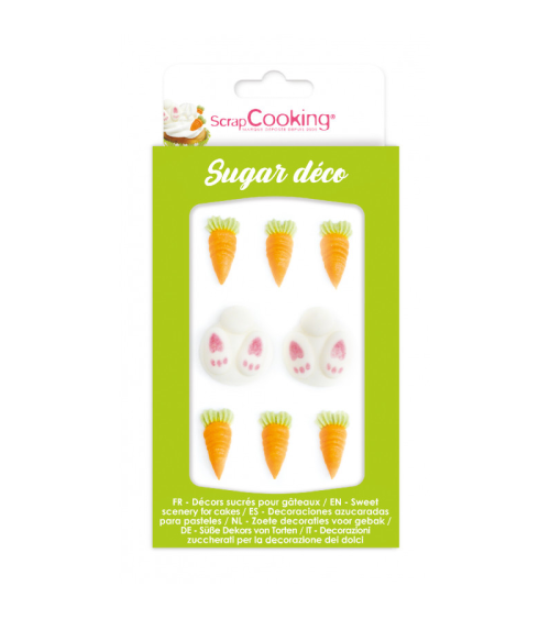 Decoración de azúcar conejos y zanahorias 8u - SCRAPCOOKING