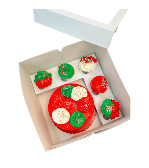 Caja mixta tarta 20cm + 5 cupcakes con ventana - AZUCREN