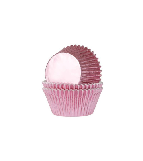 Cápsulas mini cupcakes rosa bebé metalizadas 36u - HOUSE OF MARIE