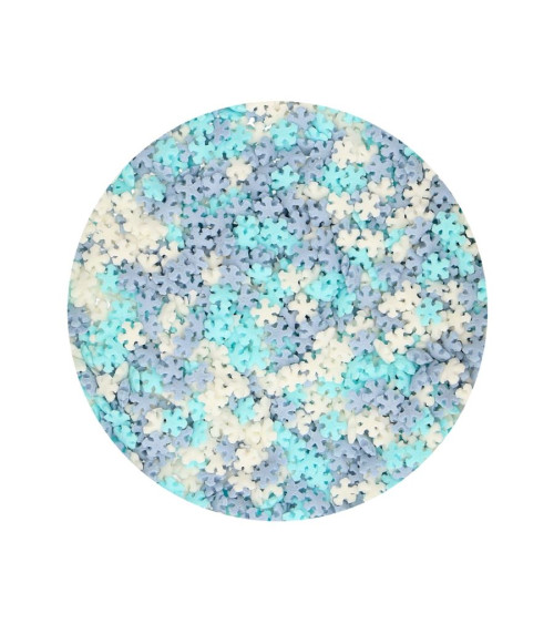 Sprinkles mini copos de nieve azul y blanco 50gr - FUNCAKES