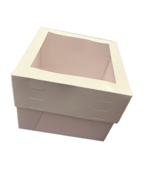 Caja para tarta blanca con ventana 25x30cm altura regulable - AZUCREN