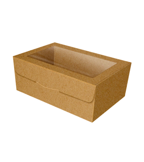 Caja para dulces kraft con ventana 19x11x7,5cm - SWEETKOLOR