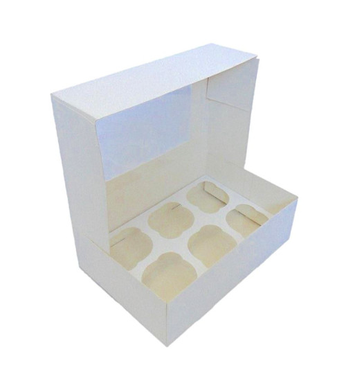 Caja 6 cupcakes blanca con ventana 24x16,5cm - SWEETKOLOR